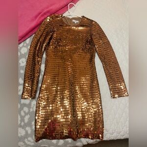 Gianni Bini Rose Gold Fringe/Sequined Dress